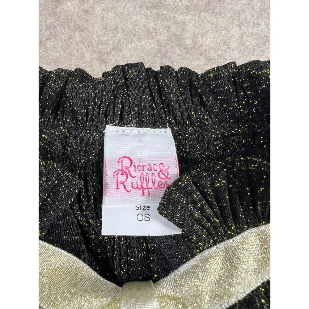 Ric Rac & Ruffles Black Gold Shimmer Witch Cape One Size 29.5